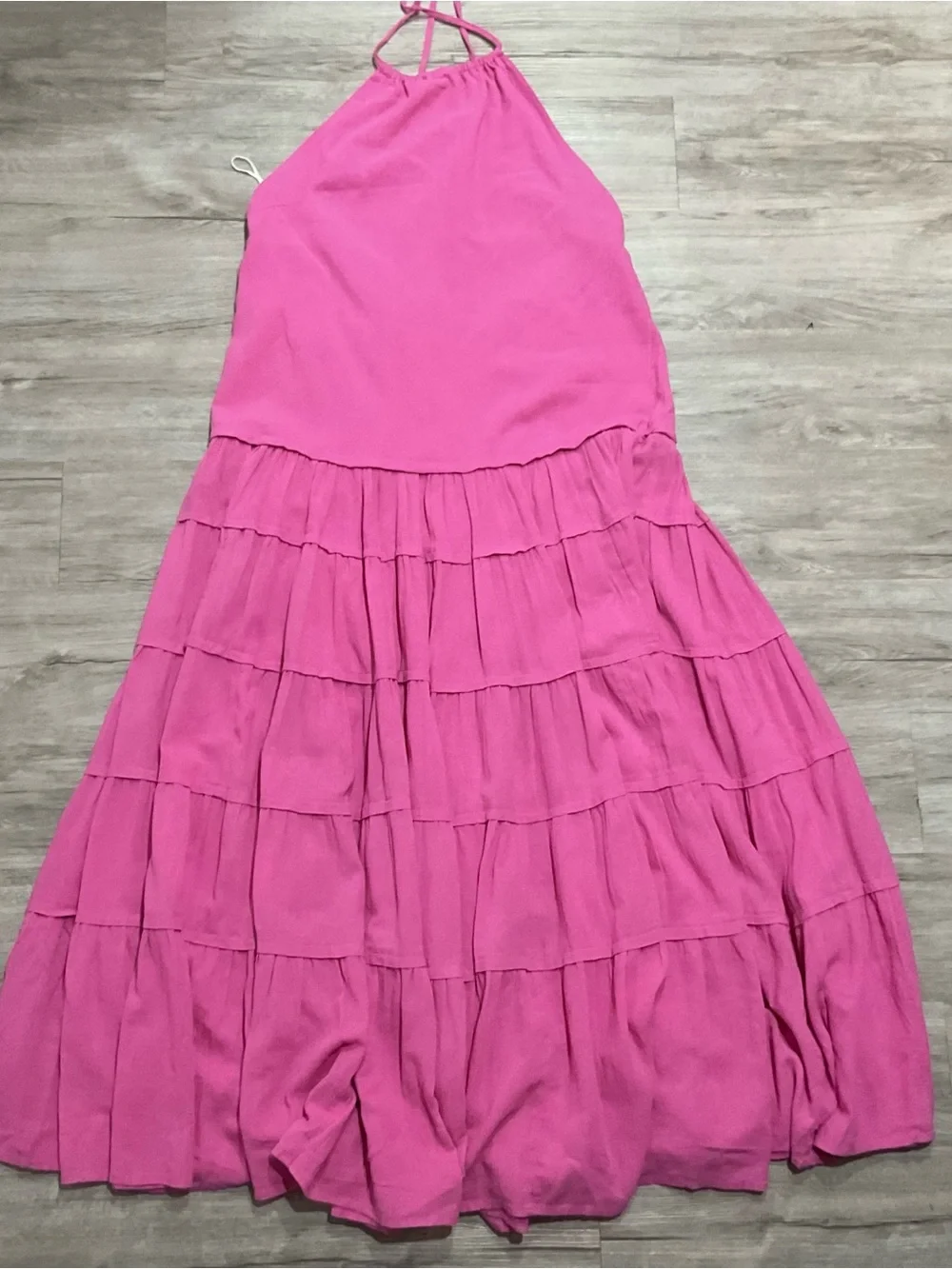 Free People Somewhere Sunny Open-Back Tiered Halter Midi Dress Size Medium NWT - Picture 3 of 14